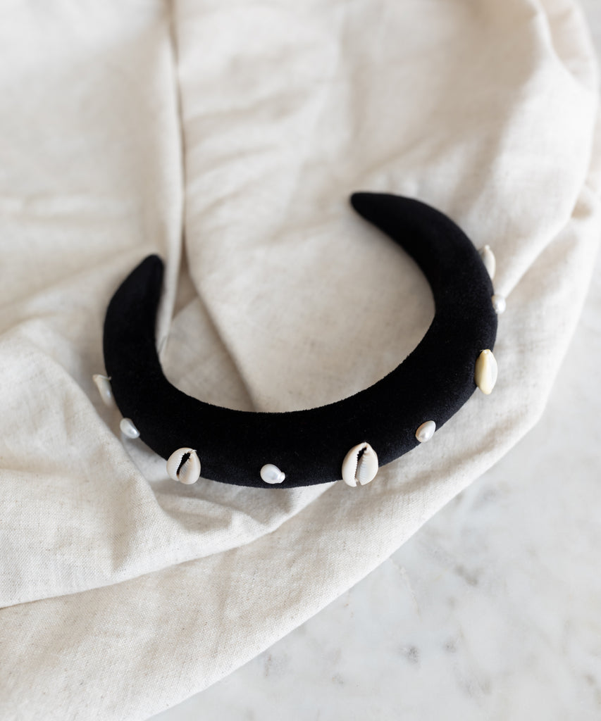 Black Wool Felt Evening Headband With Veil on Face , Moon Headband