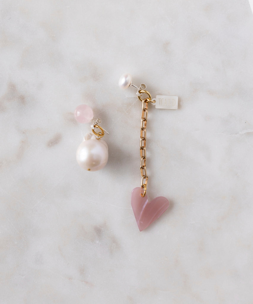 Pearl heart earrings discount