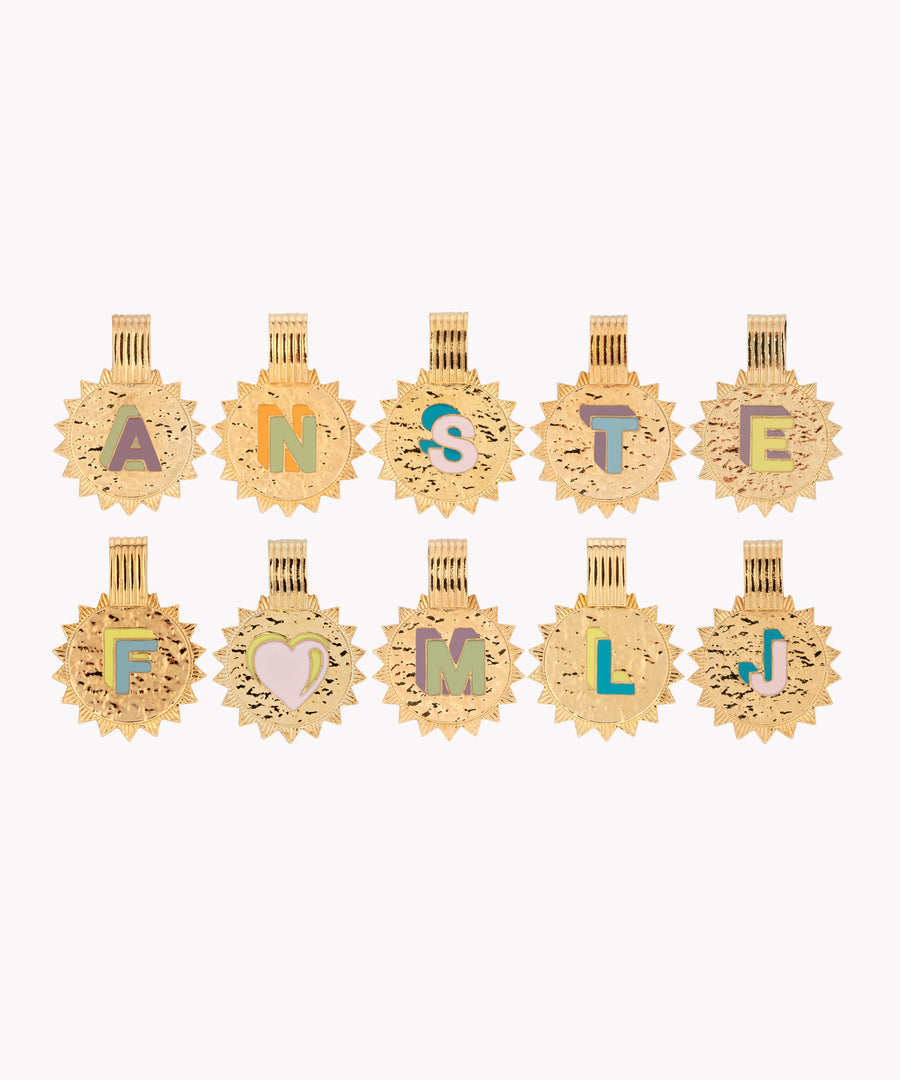 Handmade Say My Name Mint Necklaces with the letters a, b, c, d, e, f, g by WALD Berlin.
