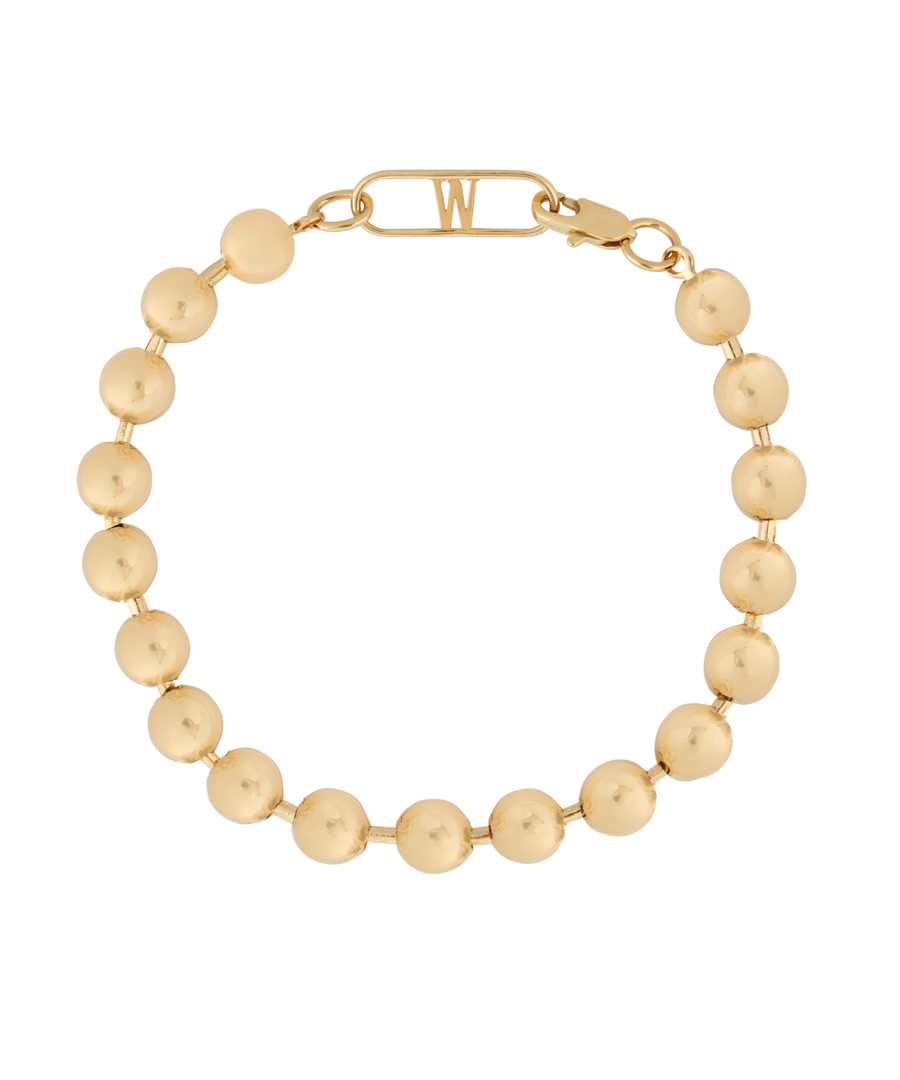 A WALD Berlin Harry Gold Bracelet with a gold-plated bead.
